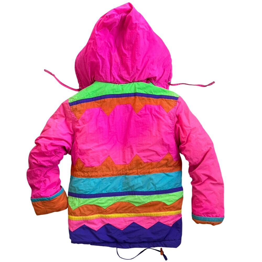 Vtg 1980s 1990s Rothschild Colorblock Hooded Winter Coat Youth Size Medium - Picture 2 of 12